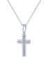 ფოტო #3 პროდუქტის Diamond Baguette & Round Cross 18" Pendant Necklace (1/4 ct. t.w.) in 14k White Gold