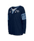 ფოტო #3 პროდუქტის Women's Navy Tennessee Titans Lace-Up Notch Neck Long Sleeve T-shirt