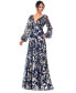 Women's Printed Blouson-Sleeve Maxi Dress