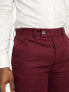 ASOS DESIGN slim linen mix suit trouser in burgundy Бордовый, W32 L34 - фото #9