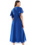 Фото #3 товара Hope & Ivy embriodered midi dress with floaty sleeve in blue