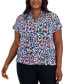 Plus Size Printed V-Neck Short-Sleeve Top