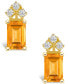 ფოტო #6 პროდუქტის Citrine (1-1/10 ct. t.w.) and Diamond (1/8 ct. t.w.) Stud Earrings in 14K Yellow Gold or 14K White Gold