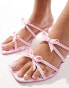 Bershka bow front heeled sandals in pink gingham