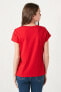 Фото #5 товара Your Fashion Style'dan Kadın Kırmızı Tişört V Yaka Düz Kısa Kollu Basic