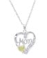 Фото #3 товара Macy's simulated Blue Topaz Birthstone Mom Heart Pendant 18" Necklace in Silver Plate