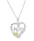 ფოტო #3 პროდუქტის Simulated Blue Topaz Birthstone Mom Heart Pendant 18" Necklace in Silver Plate