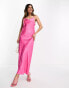 Y.A.S Bridesmaid jacquard satin cami midi dress in pink Розовый, S - фото #1