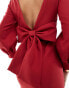 Фото #3 товара Forever New long sleeve bow back mini dress in deep red