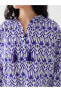 Фото #4 товара LCW Vision Bağlamalı Yaka Desenli Uzun Kollu Oversize Kadın Bluz