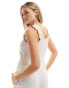 Фото #1 товара Pieces linen touch button front top with gathered straps in cream