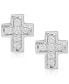 ფოტო #1 პროდუქტის Children's Diamond Accent Cross Stud Earrings in Sterling Silver
