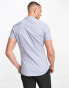 ASOS DESIGN skinny fit shirt with grandad collar in cornflower blue