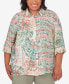 Фото #1 товара Plus Size Tuscan Sunset Tie Dye Button Down Blouse
