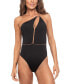 Фото #1 товара Women's Cut-out One Shoulder One Piece Swimsuit