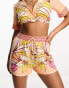 River Island beach short co-ord in orange tropical print