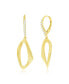 Gold Plated Over Sterling Silver Oval Twist Brushed CZ Earrings