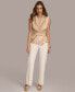 Women's V-Neck Wrap-Detail Sleeveless Blouse