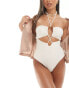 Фото #1 товара New Look crochet halter swimsuit in cream