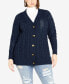 Фото #1 товара Plus Size Cara Cable V-neck Cardigan Sweater