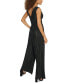 Women's Plunging-Neck Pleated Tie-Front Jumpsuit Черный, 8 - фото #2