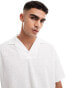 ASOS DESIGN oversized polo shirt in ecru crepe texture