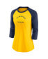 ფოტო #3 პროდუქტის Women's Gold, Navy Milwaukee Brewers Next Up Tri-Blend Raglan 3/4-Sleeve T-shirt
