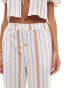 Фото #2 товара ASOS DESIGN Carrie cotton co-ord wide leg beach trouser in multi stripe