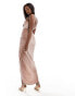 Фото #8 товара ASOS DESIGN high neck velvet bodycon midi dress with split in blush pink