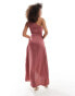 Фото #4 товара TFNC Bridesmaid one shoulder satin maxi dress in mulberry