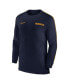 Men's Navy West Virginia Mountaineers 2024 Sideline Coach UV Performance Long Sleeve T-Shirt темно-синий, золотой, S - фото #2