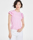 Фото #1 товара Women's Flutter-Sleeve Ribbed Top, Created for Macy's