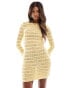 Miss Selfridge crochet knitted mini dress with low back in yellow