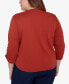 ფოტო #3 პროდუქტის Plus Size Classic Nuzzling Owls Ruched Sleeves Top