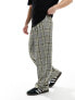 ASOS DESIGN pull on smart wide leg trousers in black check pattern