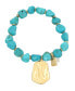 Turquoise Beaded Textured Charm Stretch Bracelet