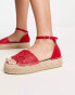 South Beach woven flatform espadrille sandal in red