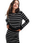 Pieces fine knit jumper co-ord in black stripe