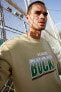 Erkek Ekru Nba Lisanslı Milwaukee Bucks Baskılı Oversize Fit Bisiklet Yaka Sweatshirt U9868AZ21AU
