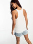 Фото #3 товара Miss Selfridge longline soft touch rib vest top in white