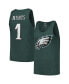 Фото #1 товара Men's Threads Jalen Hurts Midnight Green Philadelphia Eagles Player Name and Number Tri-Blend Tank Top