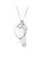 Love Lock And Key Heart CZ Accent Charm Pendant Necklace For Women For Girlfriend .925 Sterling Silver