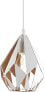 Фото #2 товара EGLO Carlton 1 Pendant Lamp, 3-Bulb Vintage Pendant Light, Retro Metal Pendant Lamp in White and Gold, E27 Socket [Energy Class A]