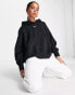 Фото #1 товара Nike mini swoosh extra oversized pullover hoodie in black and sail