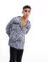 Фото #1 товара ASOS DESIGN relaxed revere shirt in leopard print and contrast collar