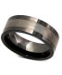 Фото #1 товара Men's Tungsten Ring, Black Ceramic With Tungsten Inlay Ring