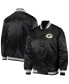 ფოტო #2 პროდუქტის Men's Black Green Bay Packers Locker Room Satin Varsity Full-Snap Jacket