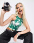 Фото #1 товара Tammy Girl racer ribbed crop vest in grunge retro print