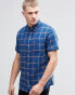 Фото #1 товара Hollister Short Sleeve Linen Shirt In Navy Plaid