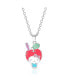 Фото #1 товара Hello Kitty sanrio Enamel and Pink Cyrstal Cafe 3D Apple Head Pendant, 16+ 2'' Chain